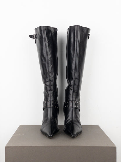 Dior by Galliano SS02 ‘Street Chic’ Buckle Knee-High Heel Boots
