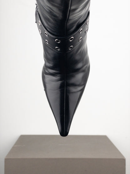 Dior by Galliano SS02 ‘Street Chic’ Buckle Knee-High Heel Boots