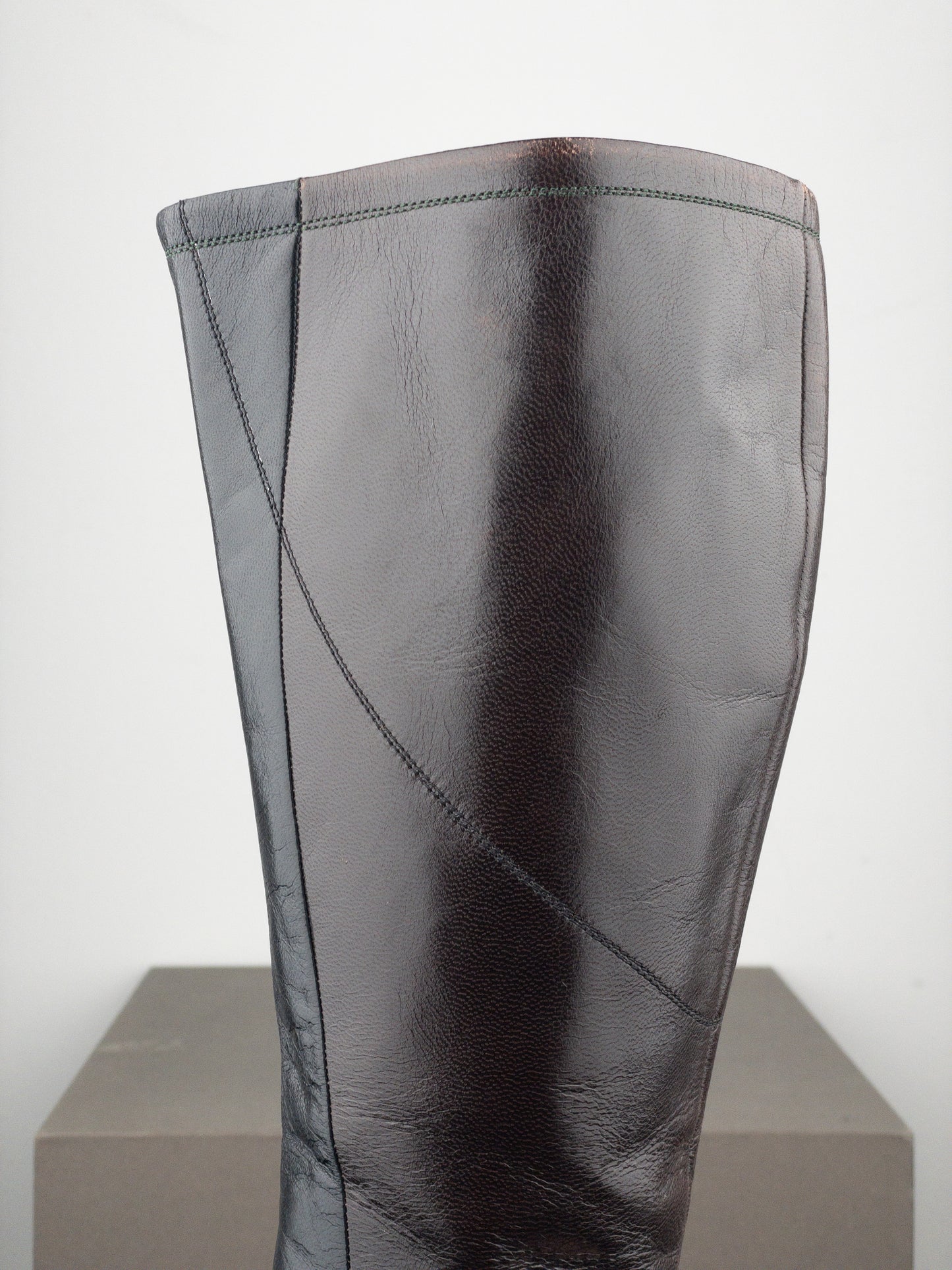 Prada AW99 Knee-High Square Toe Biker Moto Sports Kitten Heel Boots