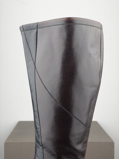 Prada AW99 Knee-High Square Toe Biker Moto Sports Kitten Heel Boots