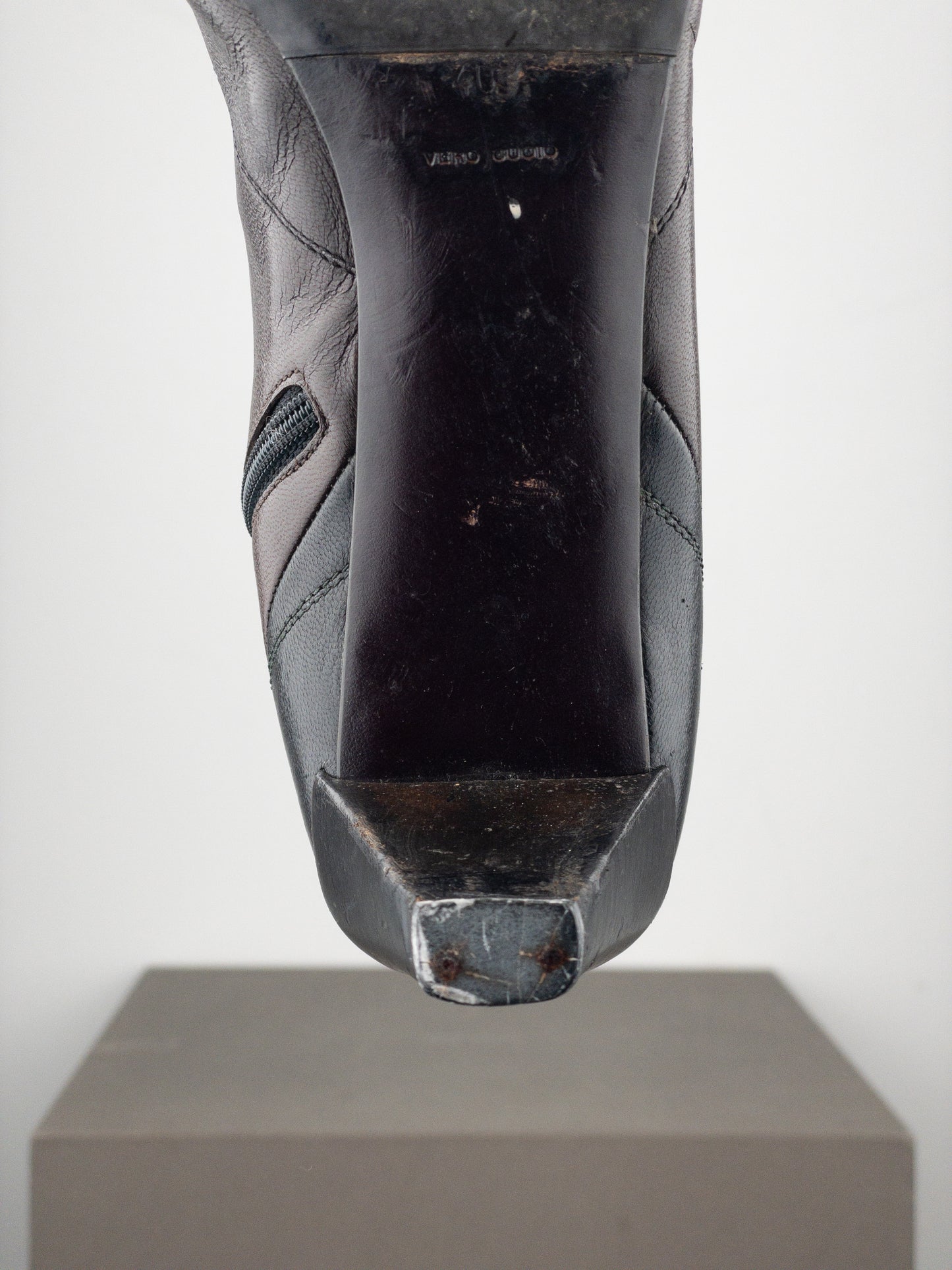 Prada AW99 Knee-High Square Toe Biker Moto Sports Kitten Heel Boots