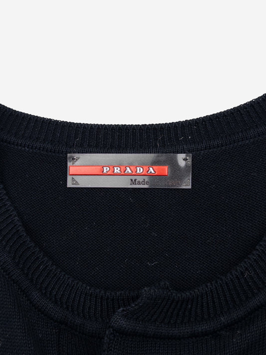 Prada 2000s Sleeveless Bondage Buckle Knit Sweater Vest – brand label