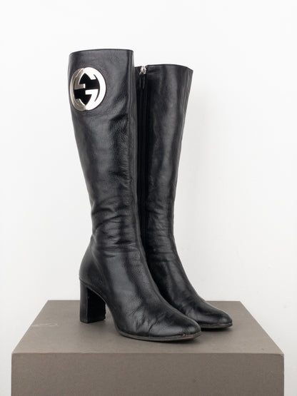 Gucci by Tom Ford AW99 Logo Cutout Riding Heel Boots