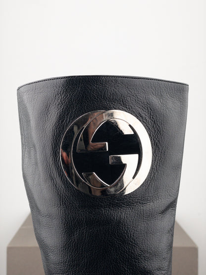 Gucci by Tom Ford AW99 Logo Cutout Riding Heel Boots