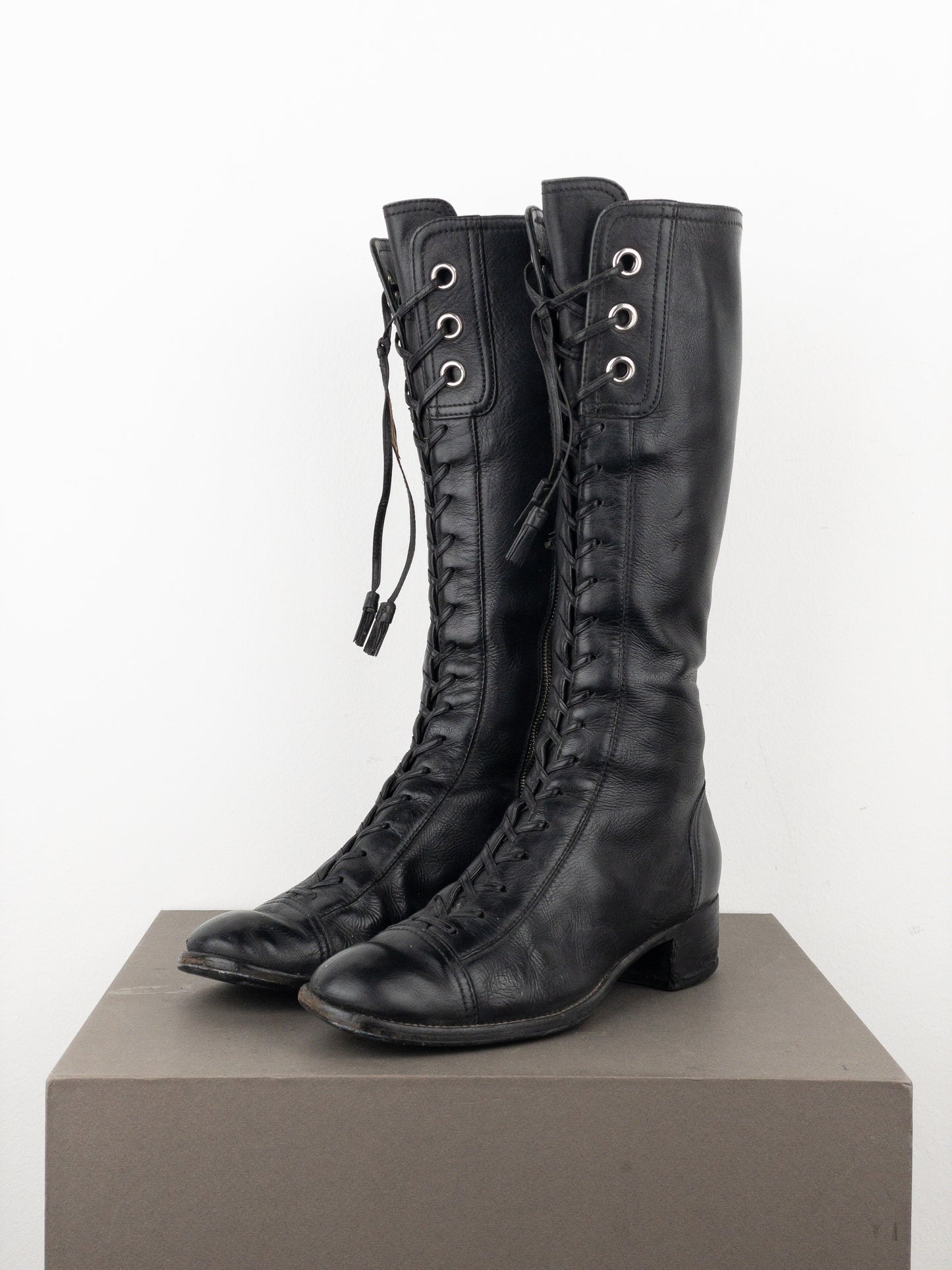 Miu Miu 2000s Knee-High Lace-Up Riding Boots