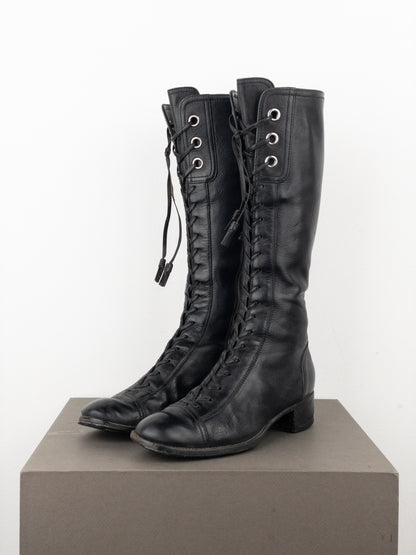 Miu Miu 2000s Knee-High Lace-Up Riding Boots