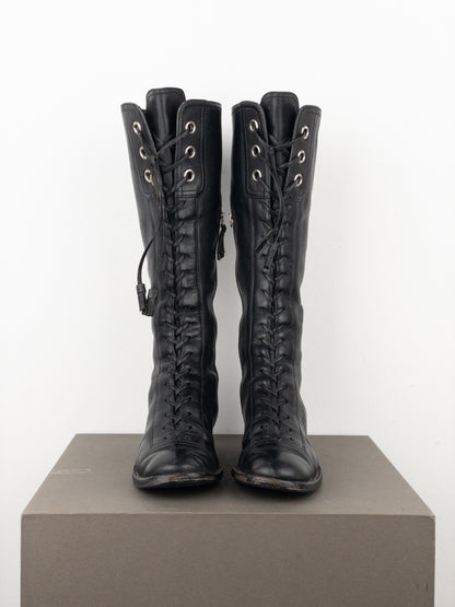 Miu Miu 2000s Knee-High Lace-Up Riding Boots