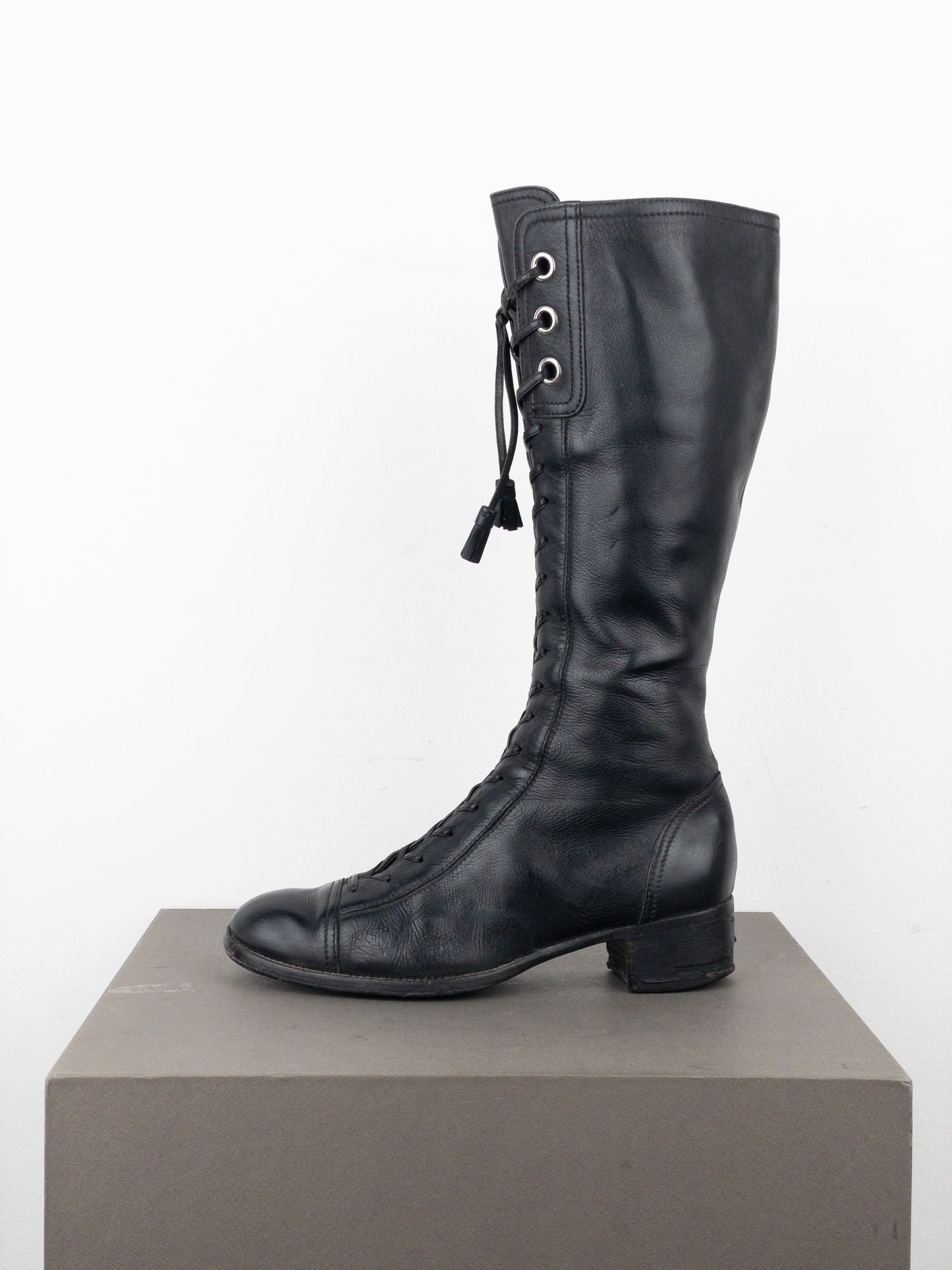 Miu Miu 2000s Knee-High Lace-Up Riding Boots