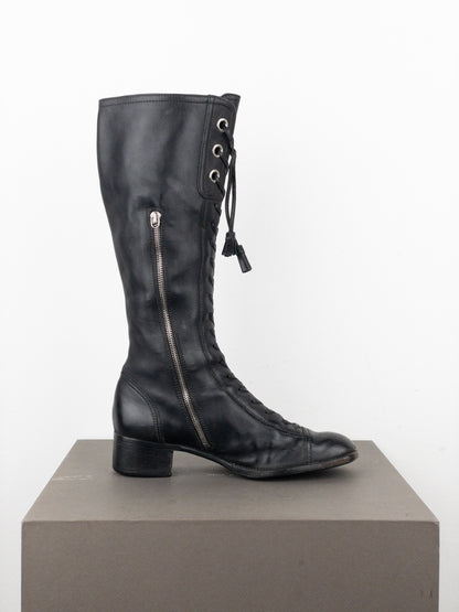 Miu Miu 2000s Knee-High Lace-Up Riding Boots