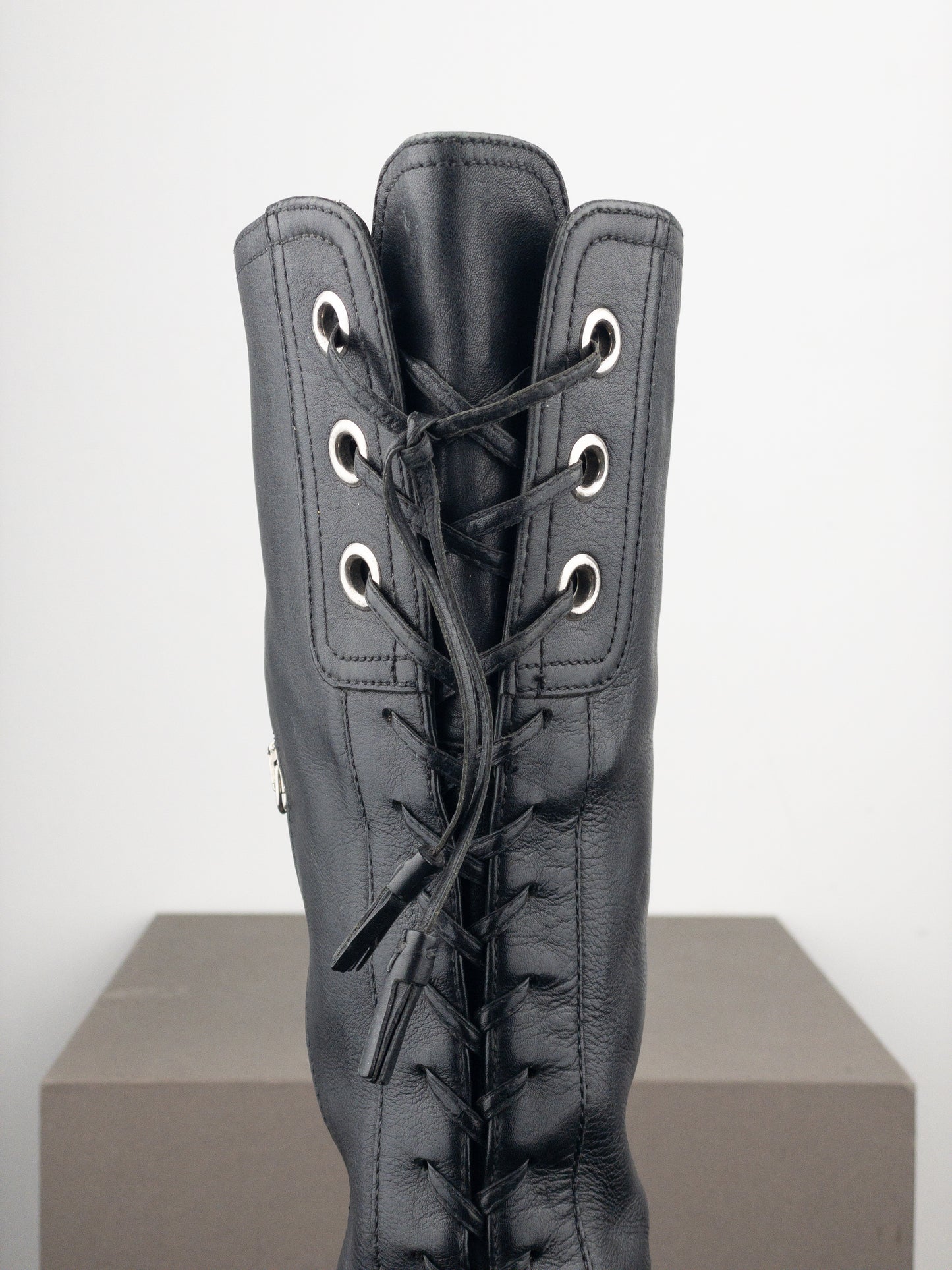 Miu Miu 2000s Knee-High Lace-Up Riding Boots