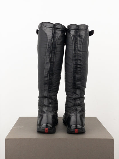 Prada 2000s Knee-High Boxing Racing Lace-Up Sneaker Boots