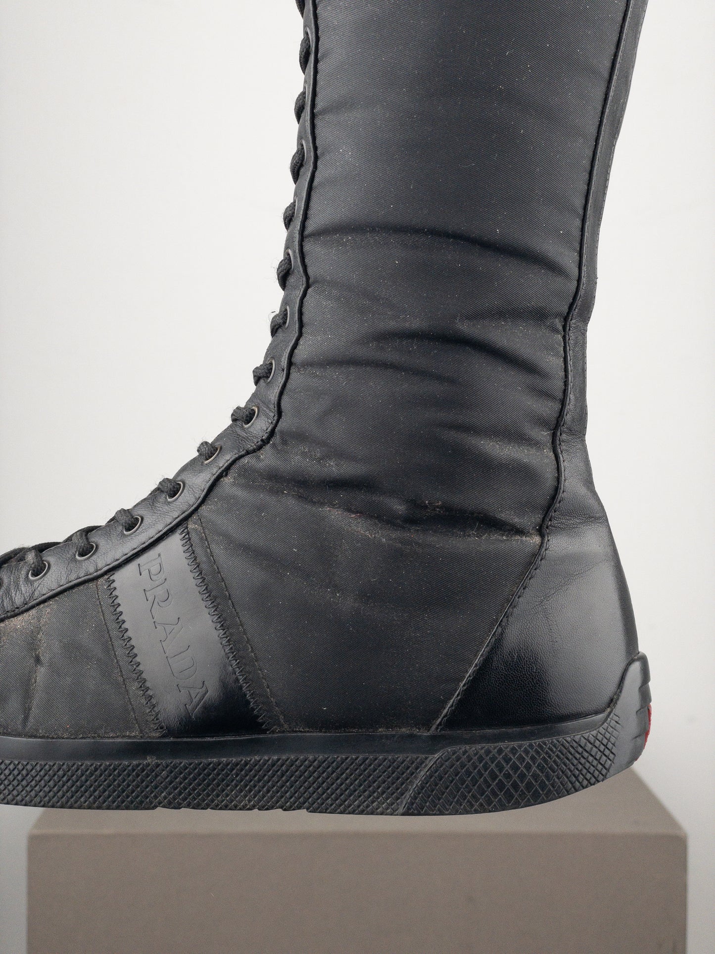 Prada 2000s Knee-High Boxing Racing Lace-Up Sneaker Boots