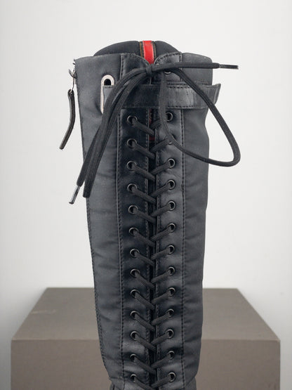 Prada 2000s Knee-High Boxing Racing Lace-Up Sneaker Boots