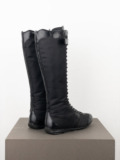 Prada 2000s Knee-High Boxing Racing Lace-Up Sneaker Boots