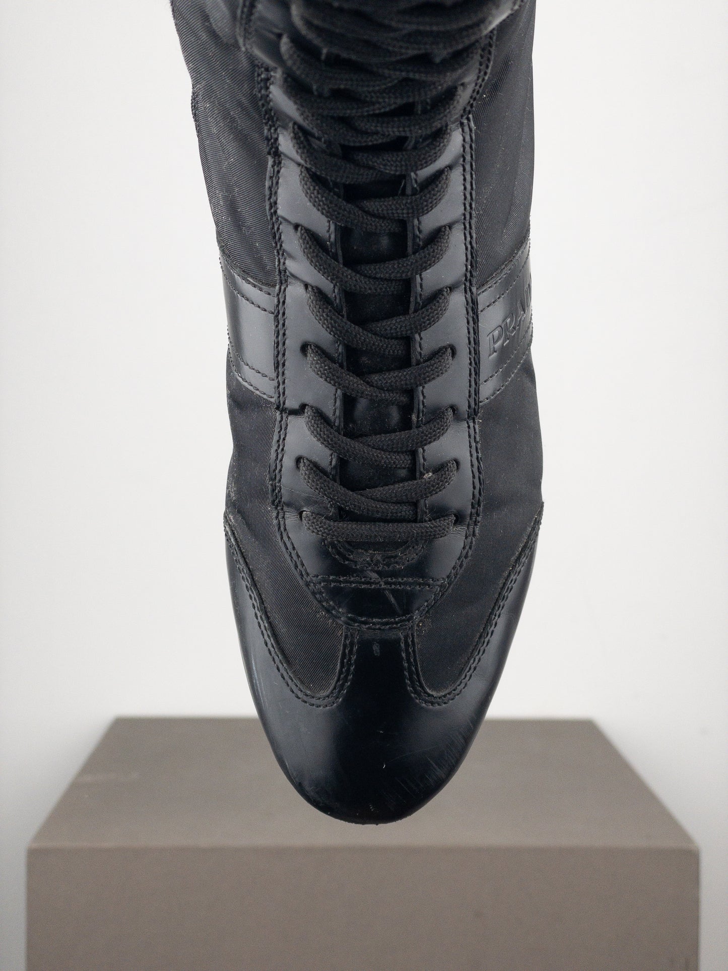 Prada 2000s Knee-High Boxing Racing Lace-Up Sneaker Boots