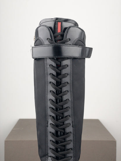 Prada 2000s Knee-High Boxing Racing Lace-Up Sneaker Boots