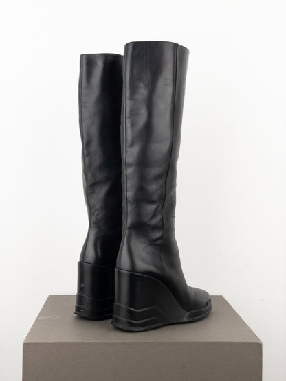 Prada AW14 Knee-High Biker Moto Wedge Boots