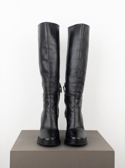 Prada AW14 Knee-High Biker Moto Wedge Boots