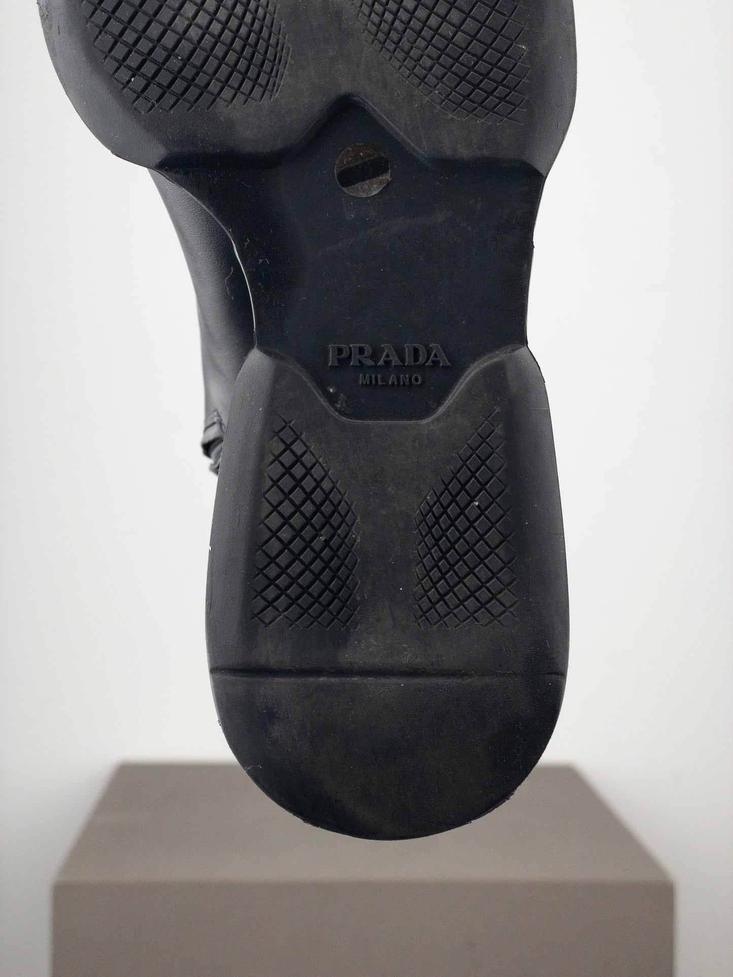 Prada AW14 Knee-High Biker Moto Wedge Boots