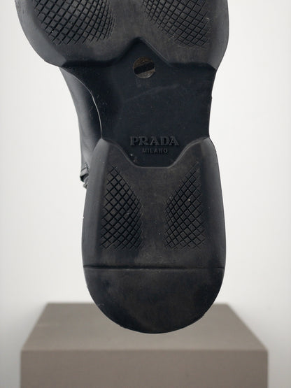 Prada AW14 Knee-High Biker Moto Wedge Boots