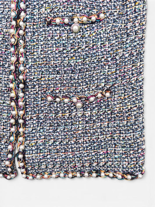 Chanel by Karl Lagerfeld SS17 Pearl Trim Tweed Vest – pocket detail