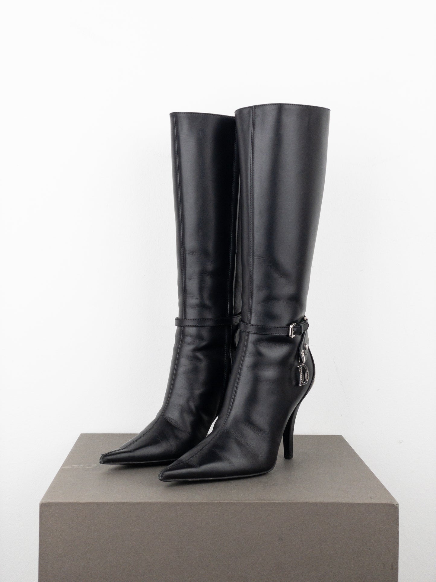 Dior by Galliano SS05 Knee High Detective Heel Boots