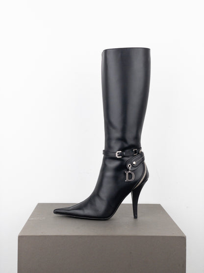 Dior by Galliano SS05 Knee High Detective Heel Boots