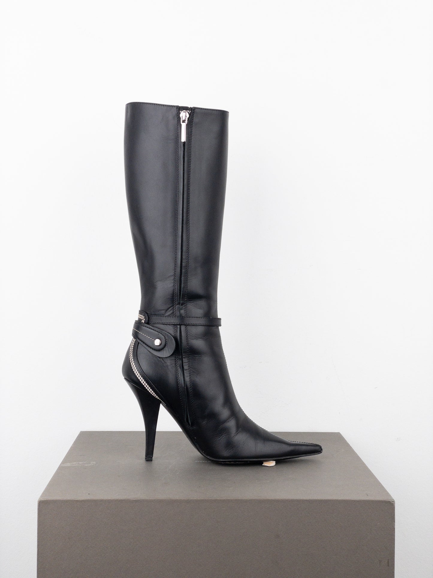 Dior by Galliano SS05 Knee High Detective Heel Boots