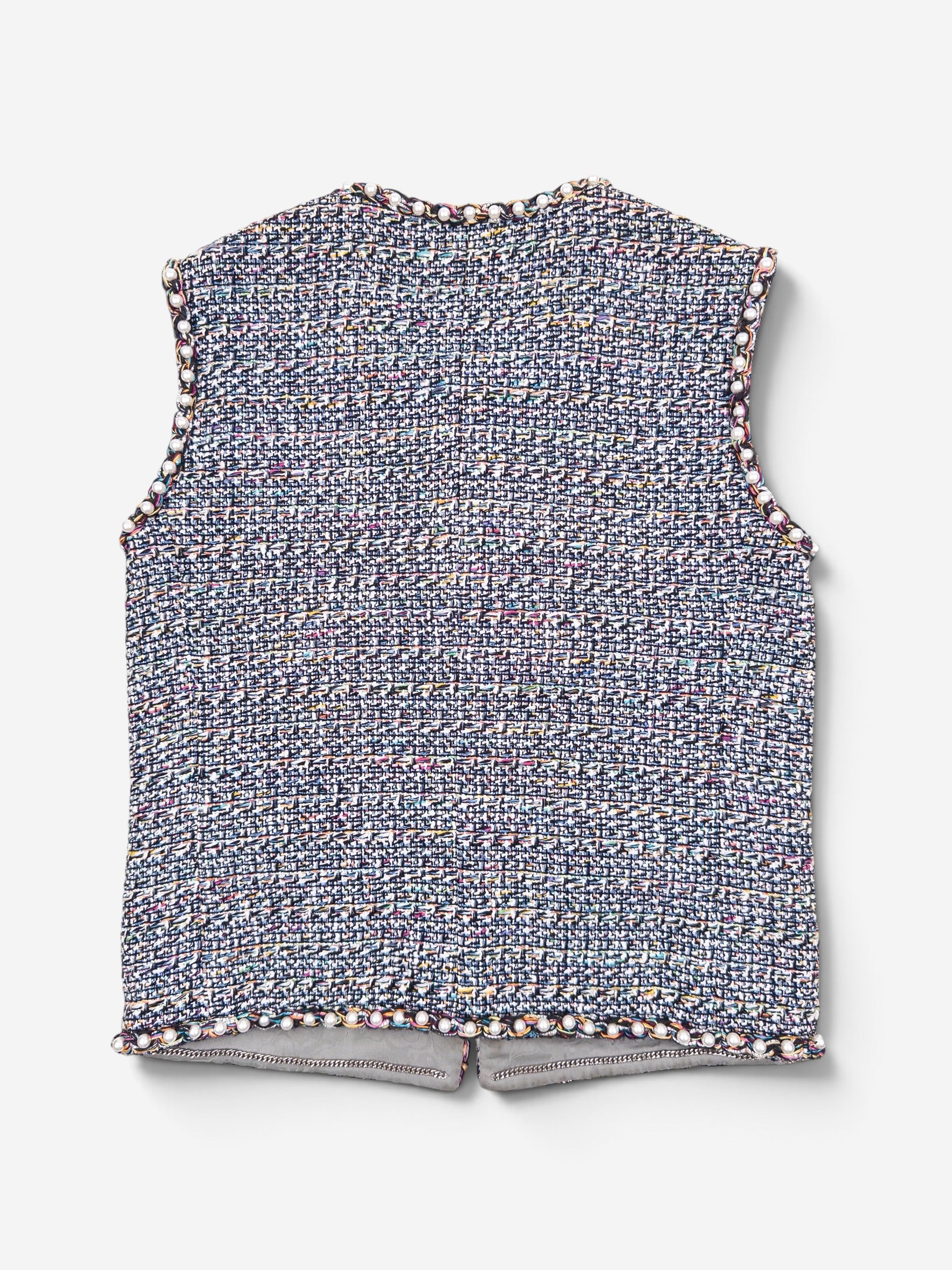 Chanel by Karl Lagerfeld SS17 Pearl Trim Tweed Vest – back view