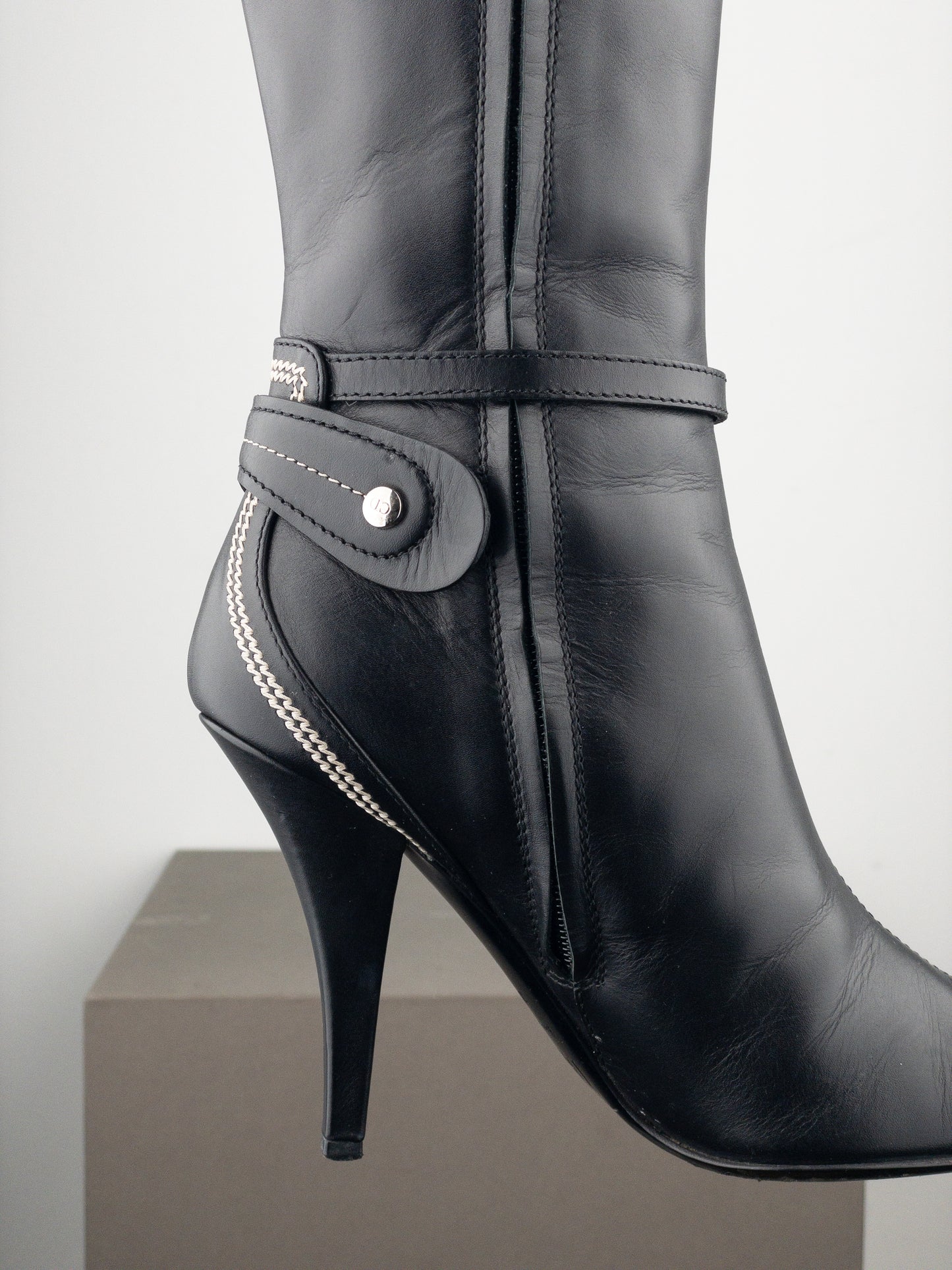 Dior by Galliano SS05 Knee High Detective Heel Boots