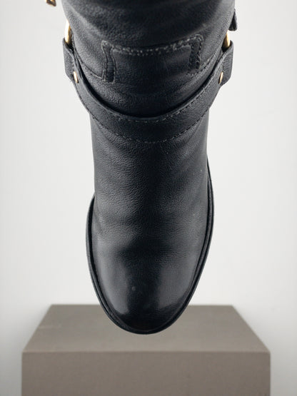 Prada 2000s Knee-High Buckle Biker Heel Boots