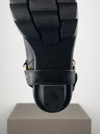Prada 2000s Knee-High Buckle Biker Heel Boots