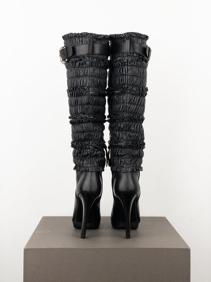 Miu Miu 2000s Knee-High Ruffle Heel Boots