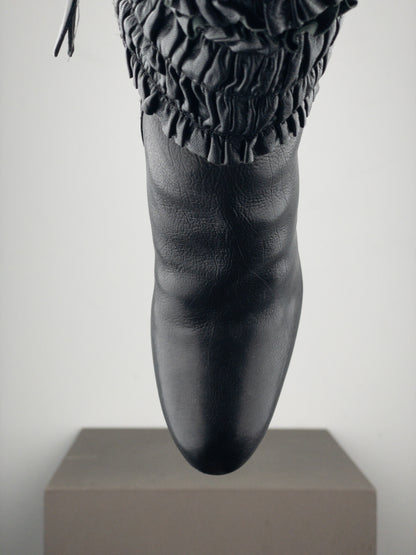 Miu Miu 2000s Knee-High Ruffle Heel Boots