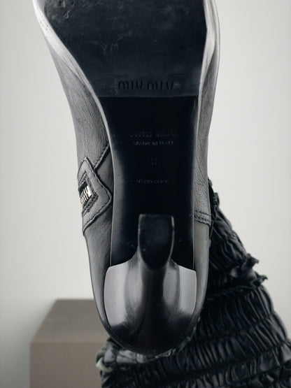 Miu Miu 2000s Knee-High Ruffle Heel Boots
