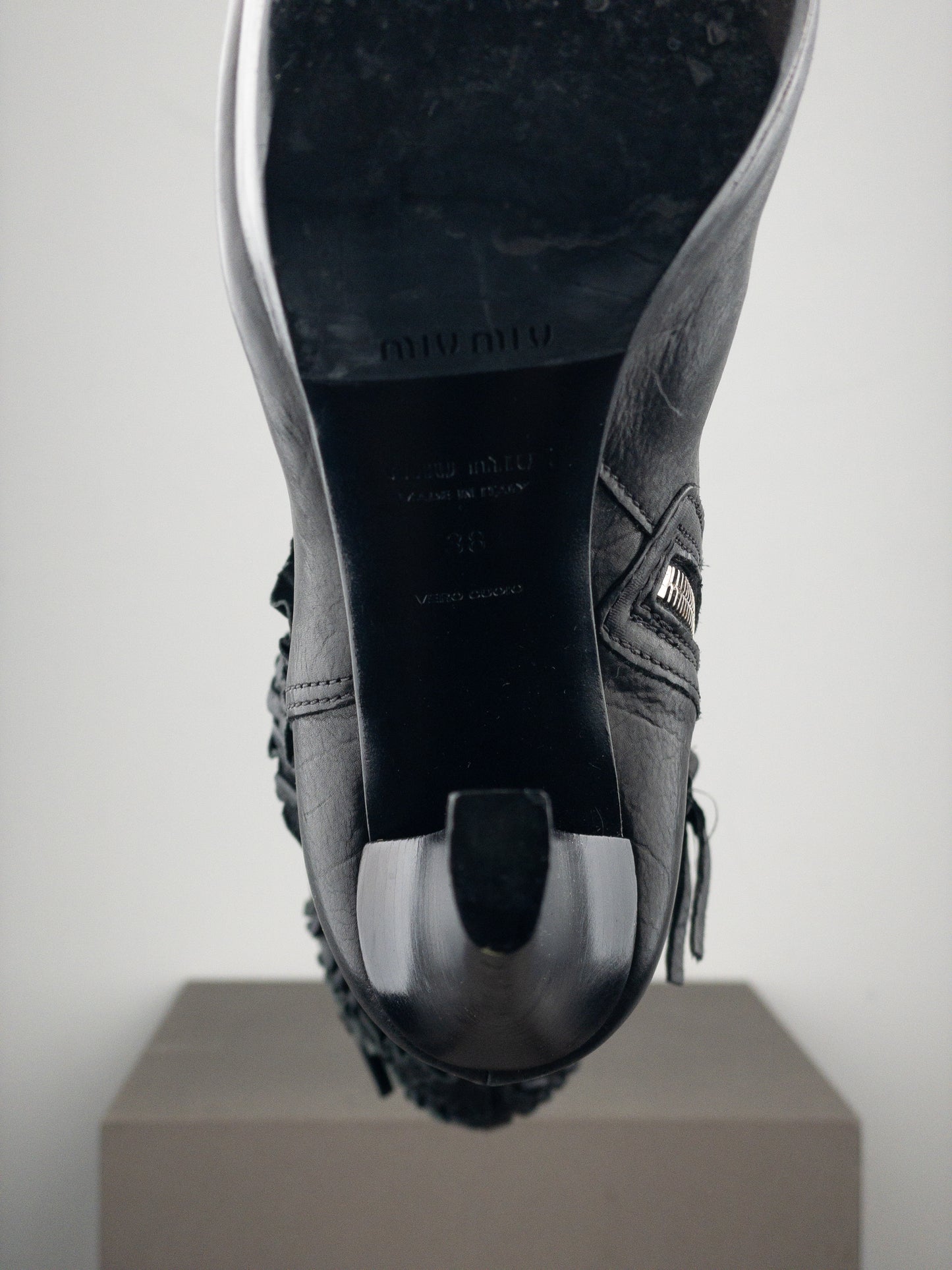 Miu Miu 2000s Knee-High Ruffle Heel Boots