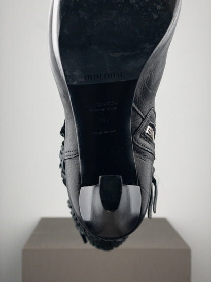 Miu Miu 2000s Knee-High Ruffle Heel Boots