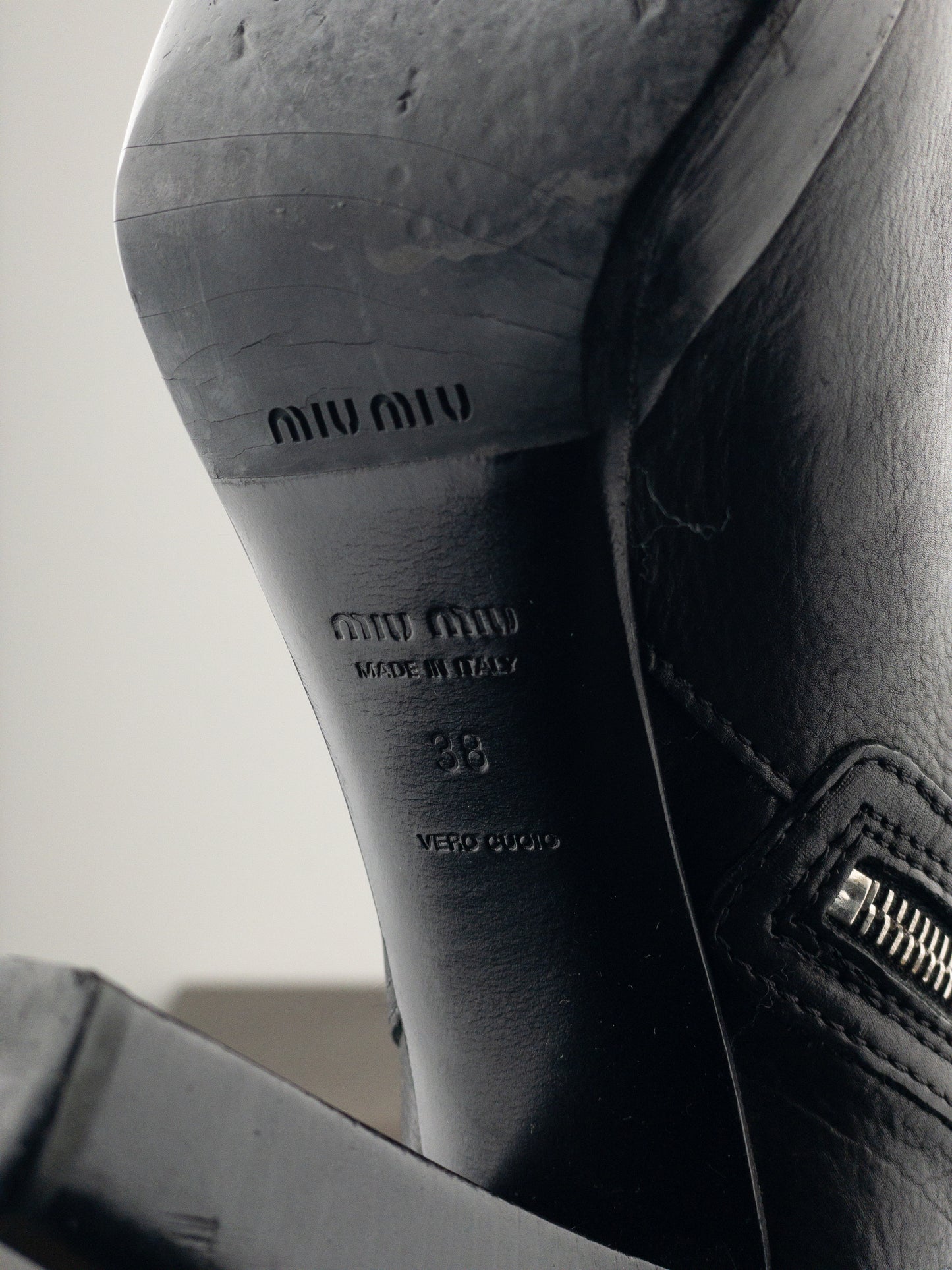 Miu Miu 2000s Knee-High Ruffle Heel Boots