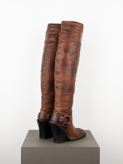 Dior by Galliano AW06 ‘Diorider’ Overknee Cowboy Biker Heel Boots