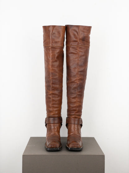 Dior by Galliano AW06 ‘Diorider’ Overknee Cowboy Biker Heel Boots