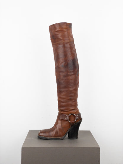 Dior by Galliano AW06 ‘Diorider’ Overknee Cowboy Biker Heel Boots