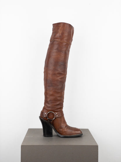 Dior by Galliano AW06 ‘Diorider’ Overknee Cowboy Biker Heel Boots