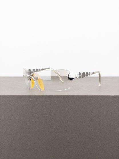 Dior by Galliano SS04 ‘Millenium’ Ruthenium Wrap Mask Shield Sunglasses