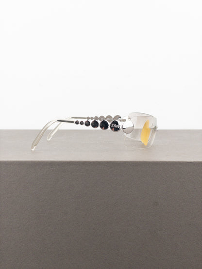Dior by Galliano SS04 ‘Millenium’ Ruthenium Wrap Mask Shield Sunglasses