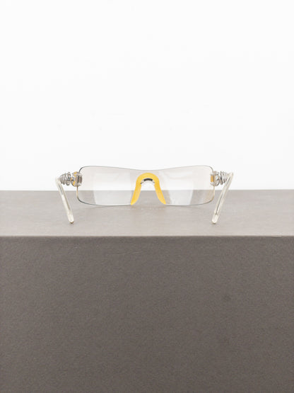 Dior by Galliano SS04 ‘Millenium’ Ruthenium Wrap Mask Shield Sunglasses