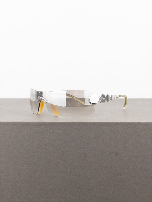 Dior by Galliano SS04 ‘Millenium’ Ruthenium Wrap Mask Shield Sunglasses