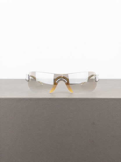 Dior by Galliano SS04 ‘Millenium’ Ruthenium Wrap Mask Shield Sunglasses