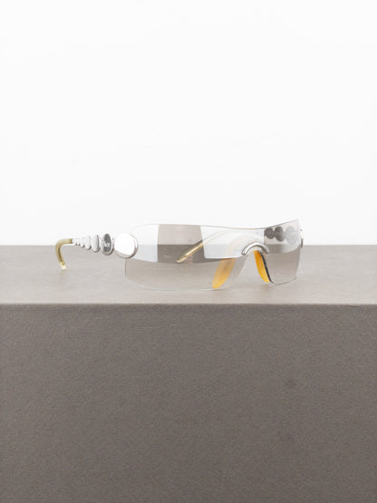 Dior by Galliano SS04 ‘Millenium’ Ruthenium Wrap Mask Shield Sunglasses