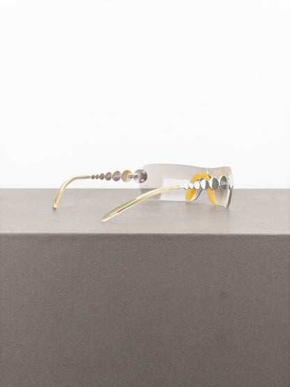 Dior by Galliano SS04 ‘Millenium’ Ruthenium Wrap Mask Shield Sunglasses