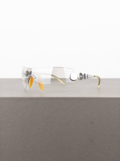 Dior by Galliano SS04 ‘Millenium’ Ruthenium Wrap Mask Shield Sunglasses